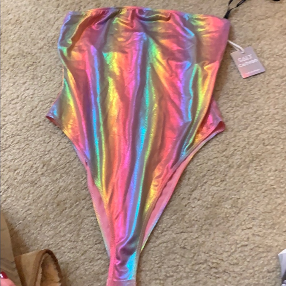 Rainbow metallic bodysuit